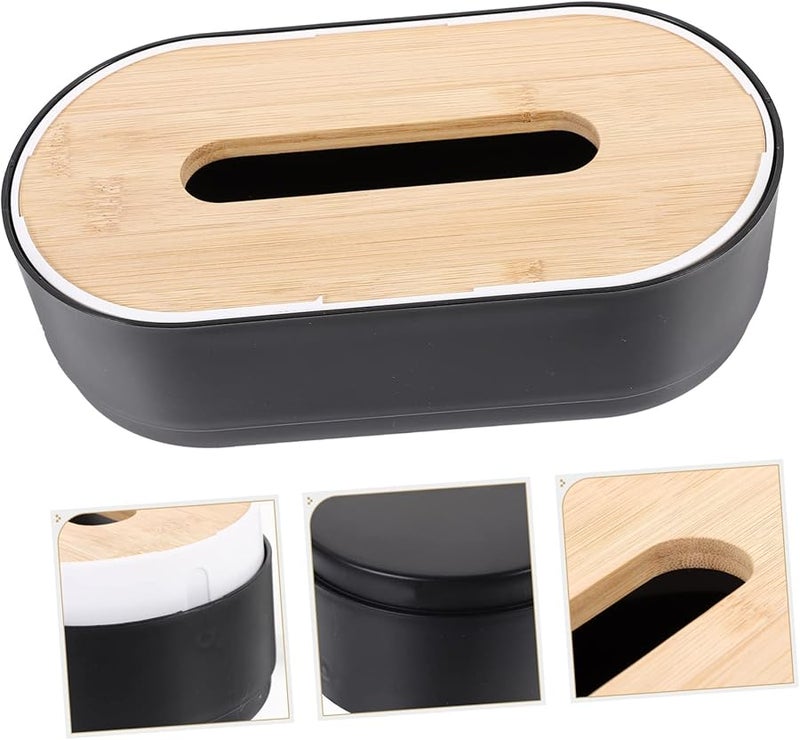 حامل صندوق المناديل الأسود تصميم ياباني بسيط لمنظم المناديل للمكتب المنزلي - Image 4